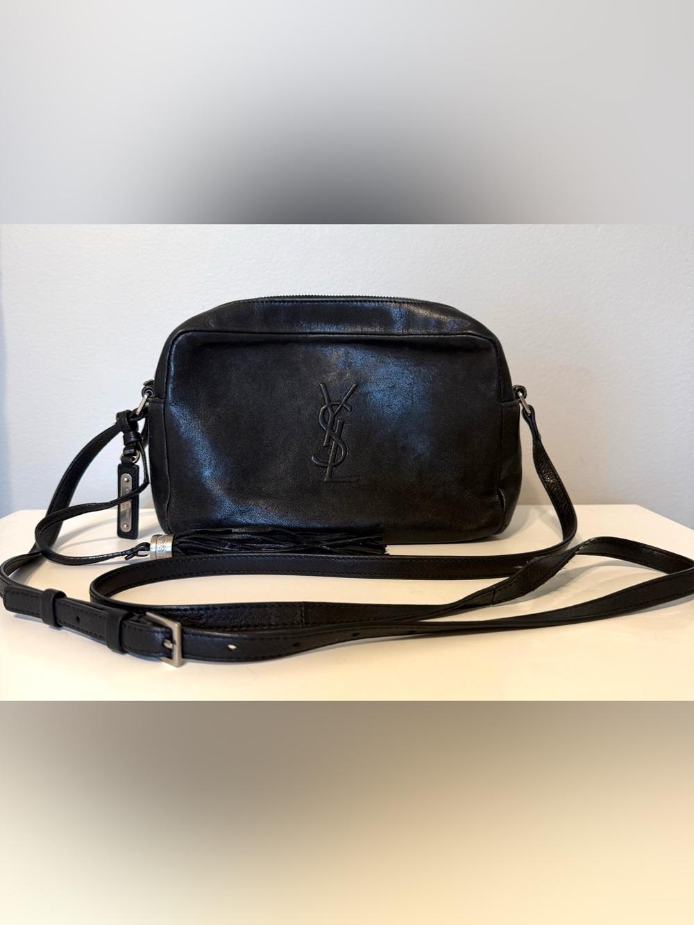 YSL Lou Monogram Camera Bag in Black